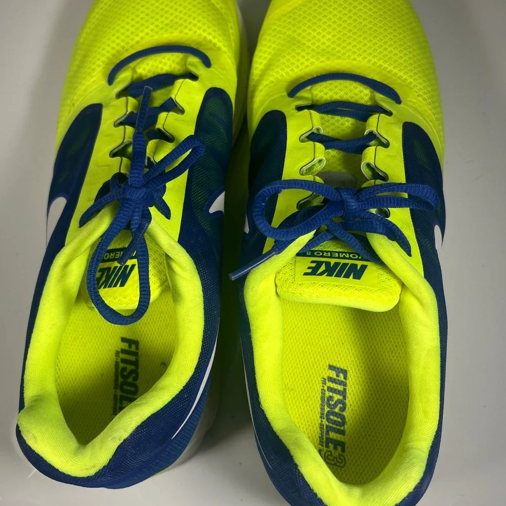 Nike Zoom Vomero 8 Men's‎ Running Shoes Neon Yellow Blue Size 14
